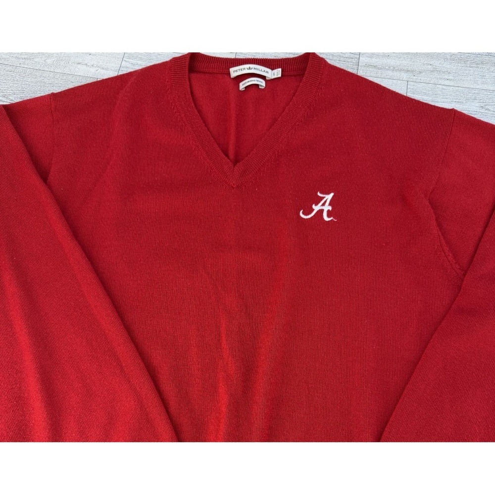 PETER MILLAR University of Alabama Merino Wool Long Sleeve V-neck sweater LARGE